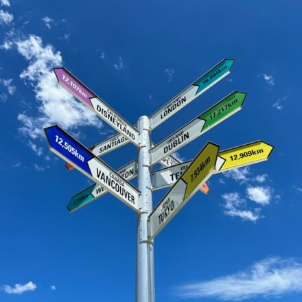 Alternative Text: Street signpost with multiple directional signs pointing in different directions